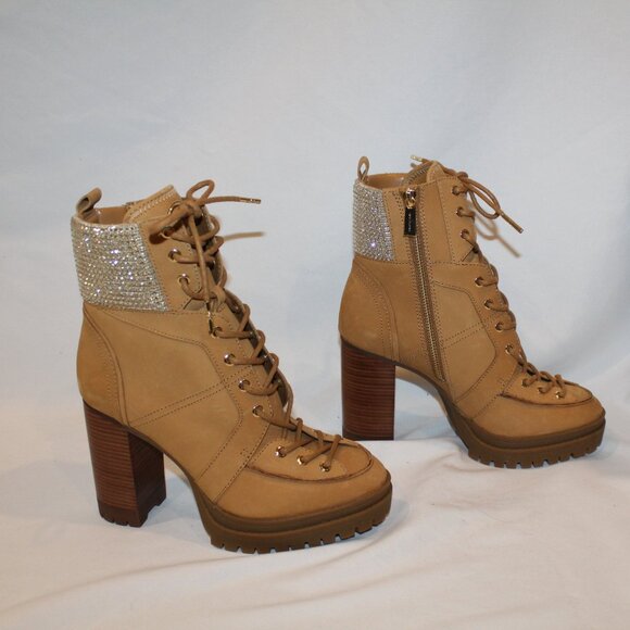 Michael Kors Tan Ankle Boots with Gold Accents - Picture 2 of 7